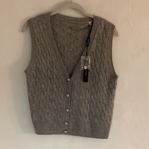 Elie Tahari Cable Knit Sweater Vest, Size S, Heather Grey, NWT